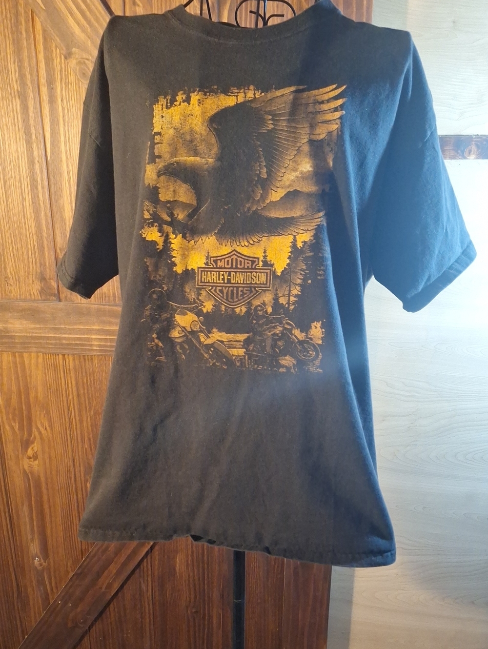 Harley-Davidson Black T-Shirt with Yellow Eagle Graphic